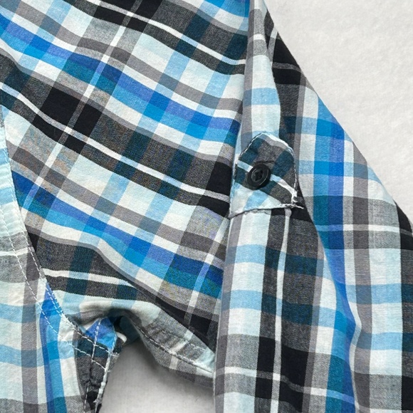 Burnside Men Medium Long Sleeve Button Down Plaid Flannel Shirt - Picture 5 of 14